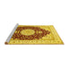 Sideview of Machine Washable Medallion Yellow Traditional Rug, wshtr484yw