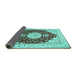 Sideview of Medallion Turquoise Traditional Rug, tr484turq