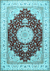 Medallion Light Blue Traditional Rug, tr484lblu