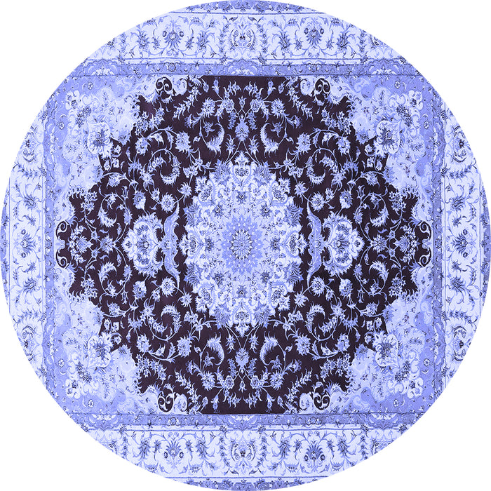 Round Medallion Blue Traditional Rug, tr484blu