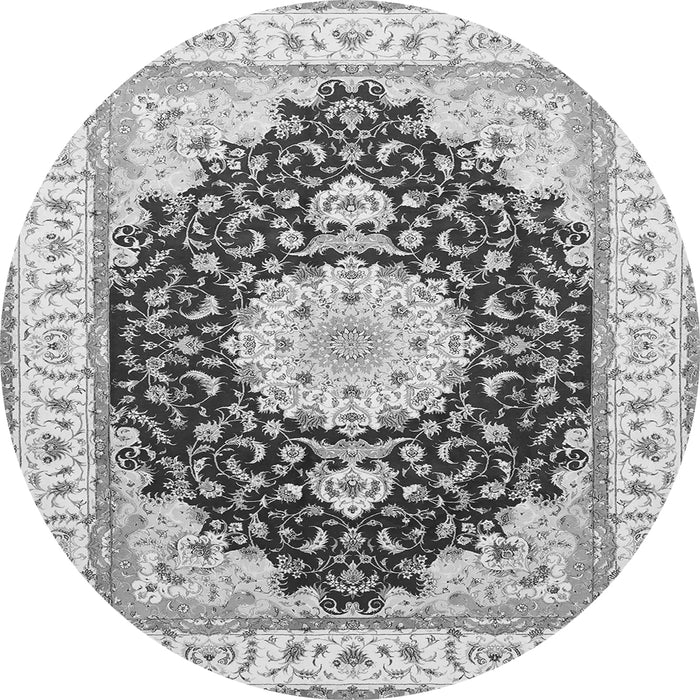 Machine Washable Medallion Gray Traditional Rug, wshtr484gry