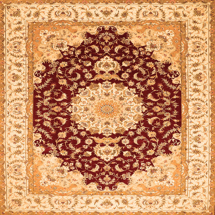 Serging Thickness of Medallion Orange Traditional Rug, tr484org