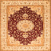 Serging Thickness of Medallion Orange Traditional Rug, tr484org