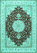 Machine Washable Medallion Turquoise Traditional Area Rugs, wshtr484turq