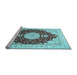 Sideview of Machine Washable Medallion Light Blue Traditional Rug, wshtr484lblu