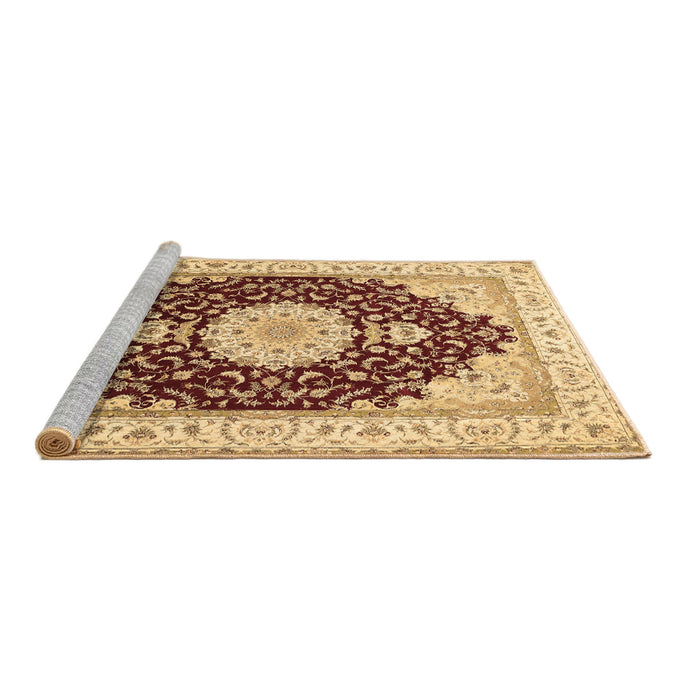 Sideview of Machine Washable Medallion Brown Traditional Rug, wshtr484brn