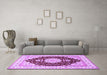 Machine Washable Medallion Purple Traditional Area Rugs in a Living Room, wshtr484pur