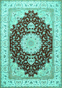 Medallion Turquoise Traditional Rug, tr484turq