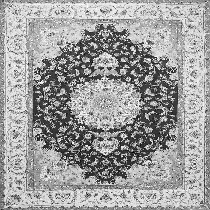 Round Machine Washable Medallion Gray Traditional Rug, wshtr484gry