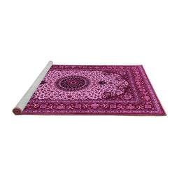 Sideview of Machine Washable Medallion Pink Traditional Rug, wshtr485pnk