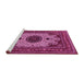 Sideview of Machine Washable Medallion Pink Traditional Rug, wshtr485pnk