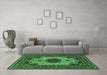 Machine Washable Medallion Emerald Green Traditional Area Rugs in a Living Room,, wshtr485emgrn