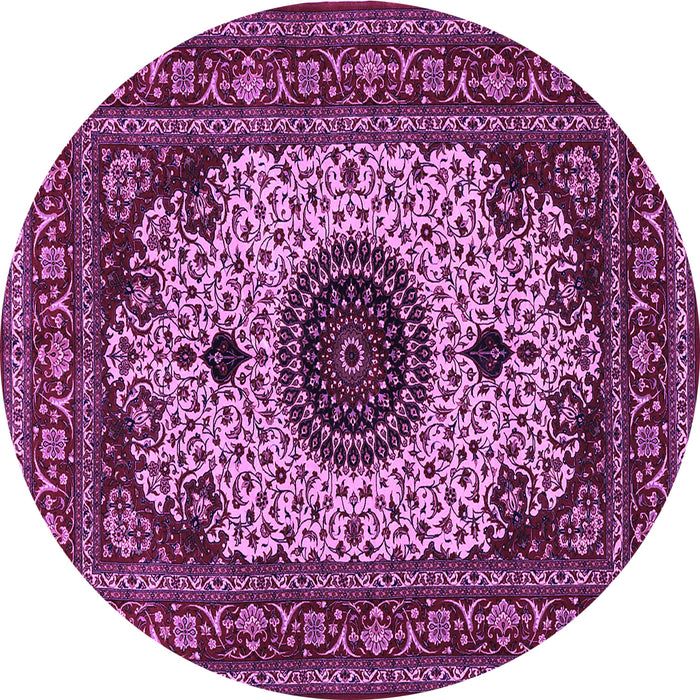 Round Medallion Purple Traditional Rug, tr485pur