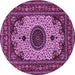 Round Medallion Purple Traditional Rug, tr485pur