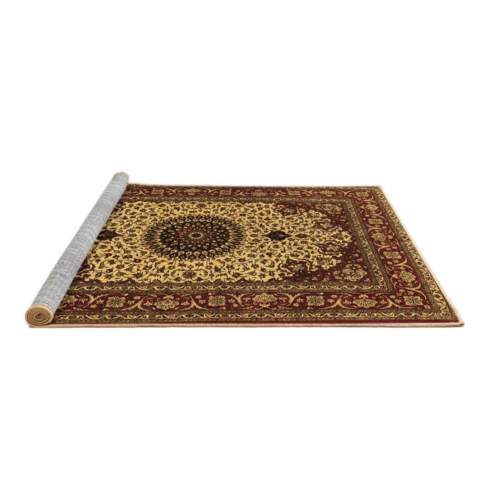 Sideview of Machine Washable Medallion Brown Traditional Rug, wshtr485brn