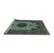 Sideview of Machine Washable Medallion Light Blue Traditional Rug, wshtr485lblu