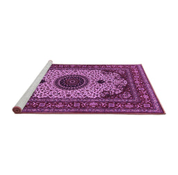 Sideview of Machine Washable Medallion Purple Traditional Area Rugs, wshtr485pur