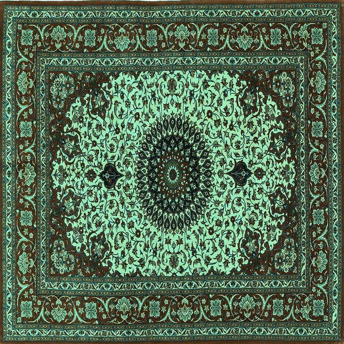 Square Medallion Turquoise Traditional Rug, tr485turq