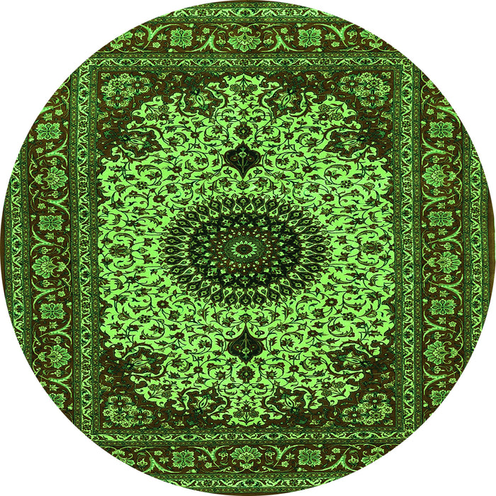 Machine Washable Medallion Green Traditional Area Rugs, wshtr485grn