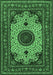 Machine Washable Medallion Emerald Green Traditional Area Rugs, wshtr485emgrn