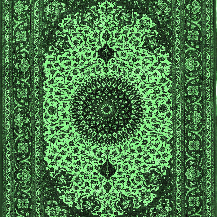 Machine Washable Medallion Emerald Green Traditional Area Rugs, wshtr485emgrn