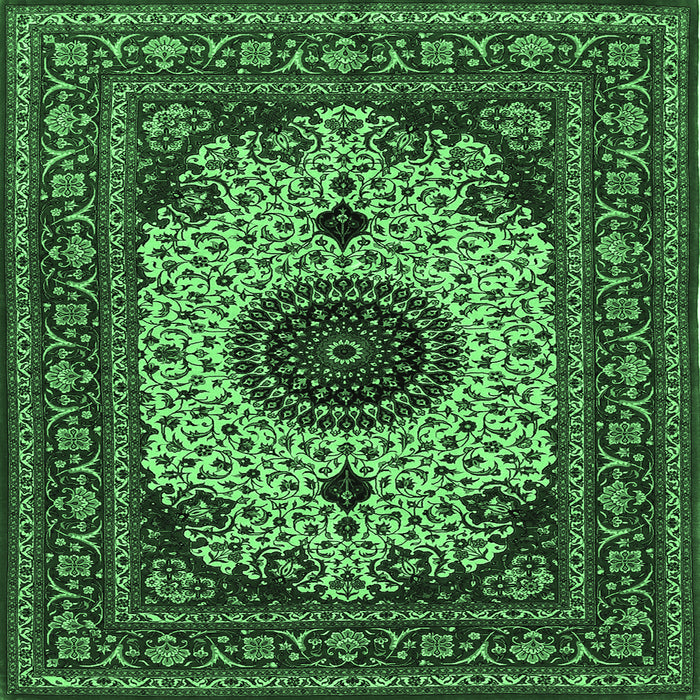 Square Medallion Emerald Green Traditional Rug, tr485emgrn