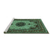 Sideview of Machine Washable Medallion Turquoise Traditional Area Rugs, wshtr485turq