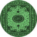 Round Medallion Emerald Green Traditional Rug, tr485emgrn