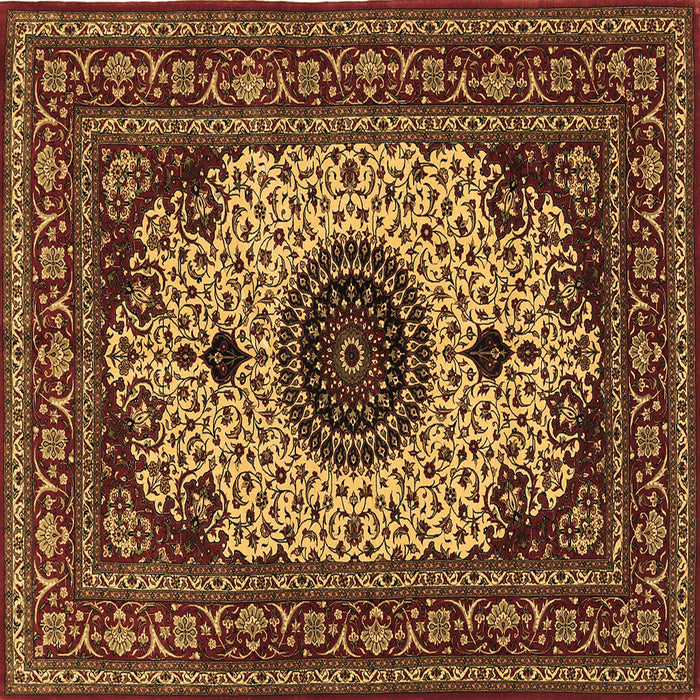 Square Machine Washable Medallion Brown Traditional Rug, wshtr485brn