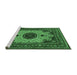 Sideview of Machine Washable Medallion Emerald Green Traditional Area Rugs, wshtr485emgrn