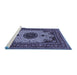 Sideview of Machine Washable Medallion Blue Traditional Rug, wshtr485blu