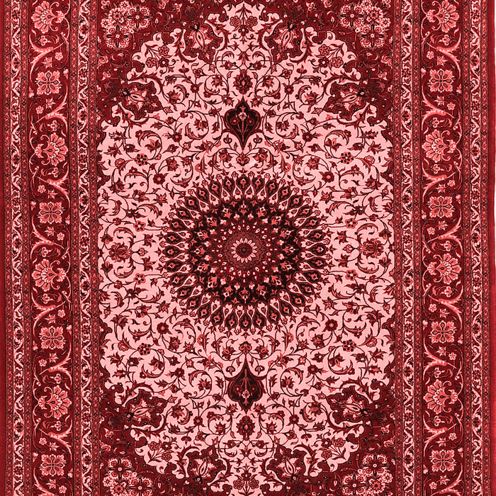 Machine Washable Medallion Red Traditional Rug, wshtr485red