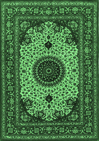 Medallion Emerald Green Traditional Rug, tr485emgrn