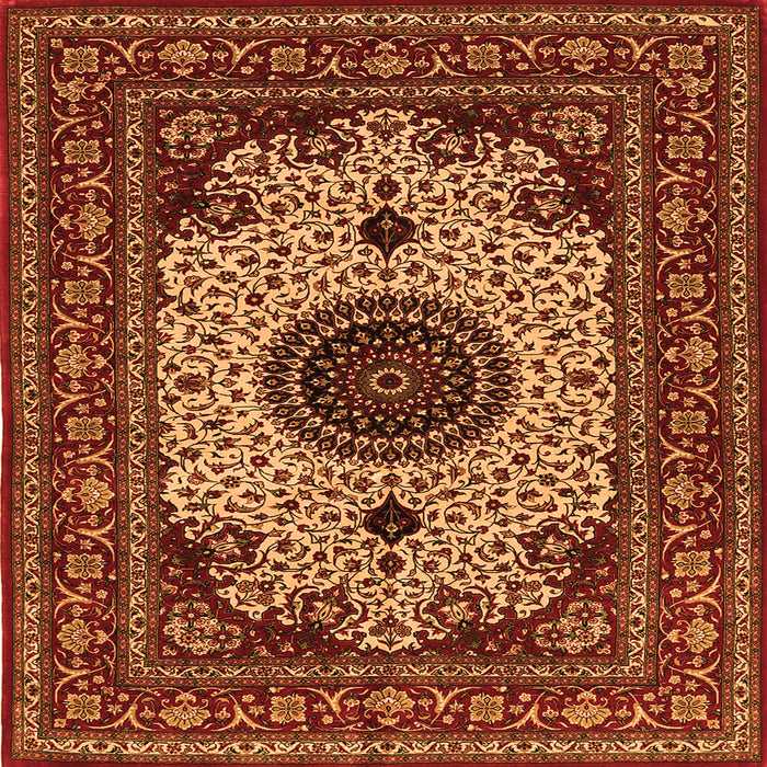 Serging Thickness of Medallion Orange Traditional Rug, tr485org