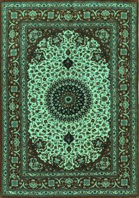 Medallion Turquoise Traditional Rug, tr485turq