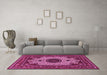 Machine Washable Medallion Pink Traditional Rug in a Living Room, wshtr485pnk