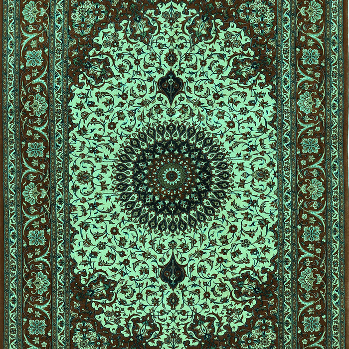Machine Washable Medallion Turquoise Traditional Area Rugs, wshtr485turq