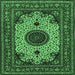 Square Machine Washable Medallion Emerald Green Traditional Area Rugs, wshtr485emgrn