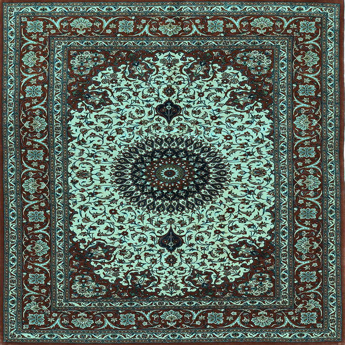 Square Medallion Light Blue Traditional Rug, tr485lblu