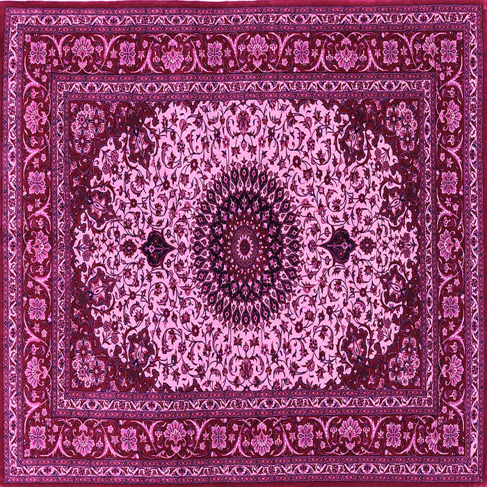 Square Machine Washable Medallion Pink Traditional Rug, wshtr485pnk