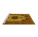 Sideview of Machine Washable Medallion Yellow Traditional Rug, wshtr485yw