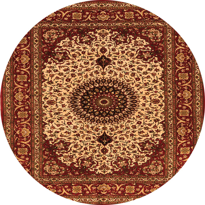 Machine Washable Medallion Orange Traditional Area Rugs, wshtr485org