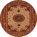 Machine Washable Medallion Orange Traditional Area Rugs, wshtr485org