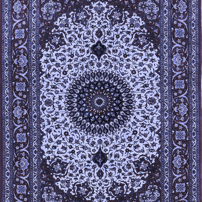 Machine Washable Medallion Blue Traditional Rug, wshtr485blu