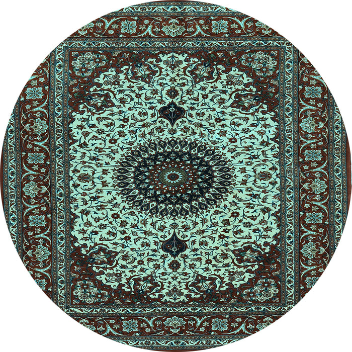 Round Medallion Light Blue Traditional Rug, tr485lblu