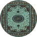 Round Medallion Light Blue Traditional Rug, tr485lblu