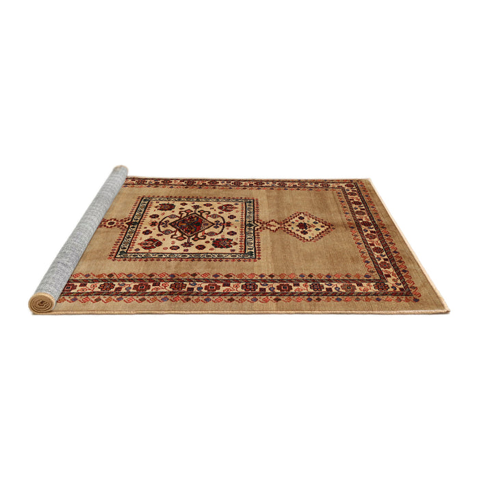 Sideview of Machine Washable Traditional Mahogany Brown Rug, wshtr486