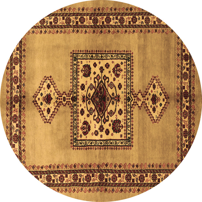 Round Persian Brown Traditional Rug, tr486brn