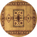 Round Persian Brown Traditional Rug, tr486brn