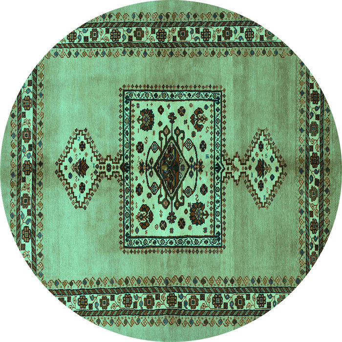 Round Machine Washable Persian Turquoise Traditional Area Rugs, wshtr486turq